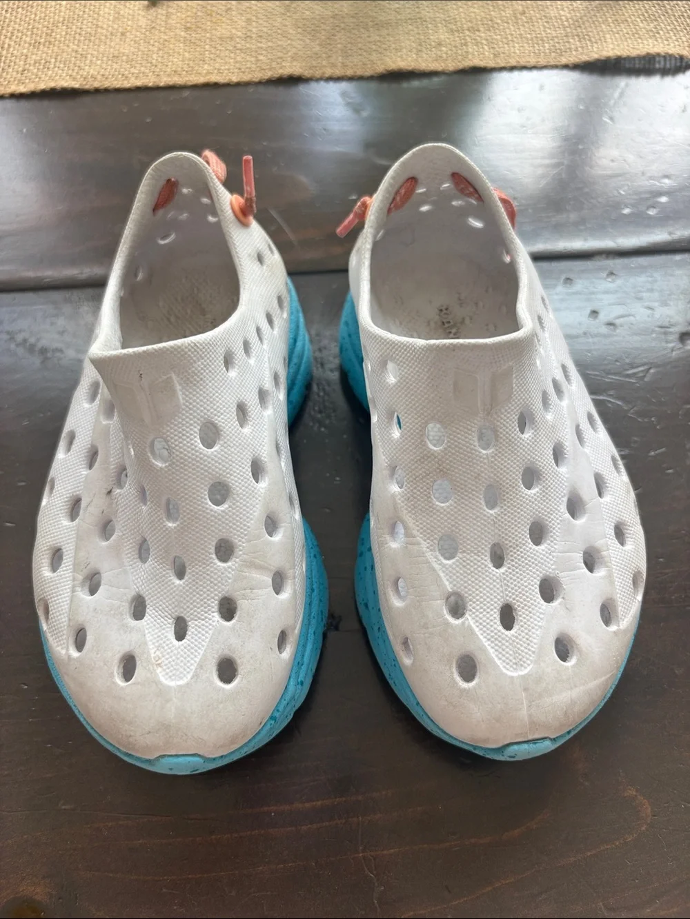 Kids White Water Shoes with Blue Sole — Slip-On Quick-Dry